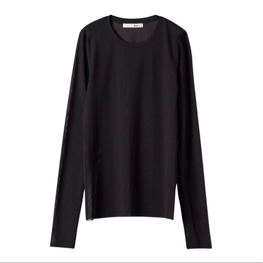 Aritzia/Wilfred Free Kristen Shirt, Sheer, Black, Size XXS